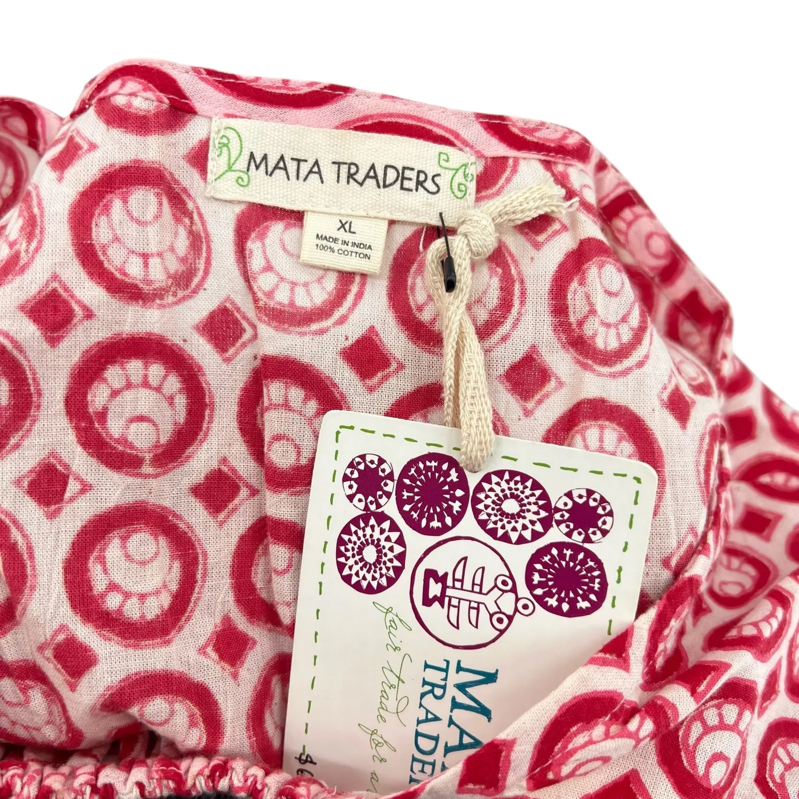 Mata Traders Lakeshore Dress Cotton Circle‎ Printed Red White Size XL - Image 9