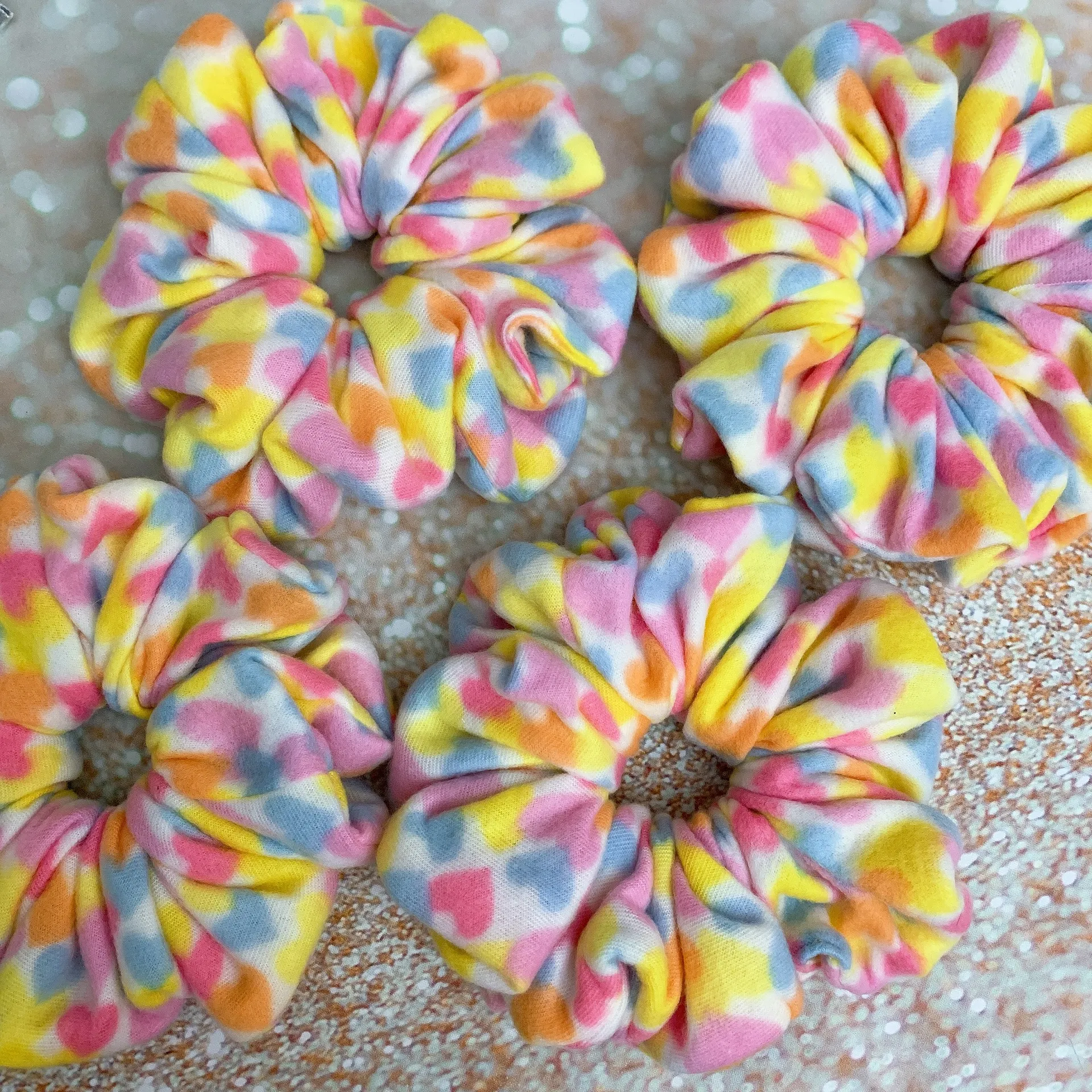 JUMBO Scrunchie Yellow And Hearts Oversized Scrunchie Xxl Scrunchie - Image 5