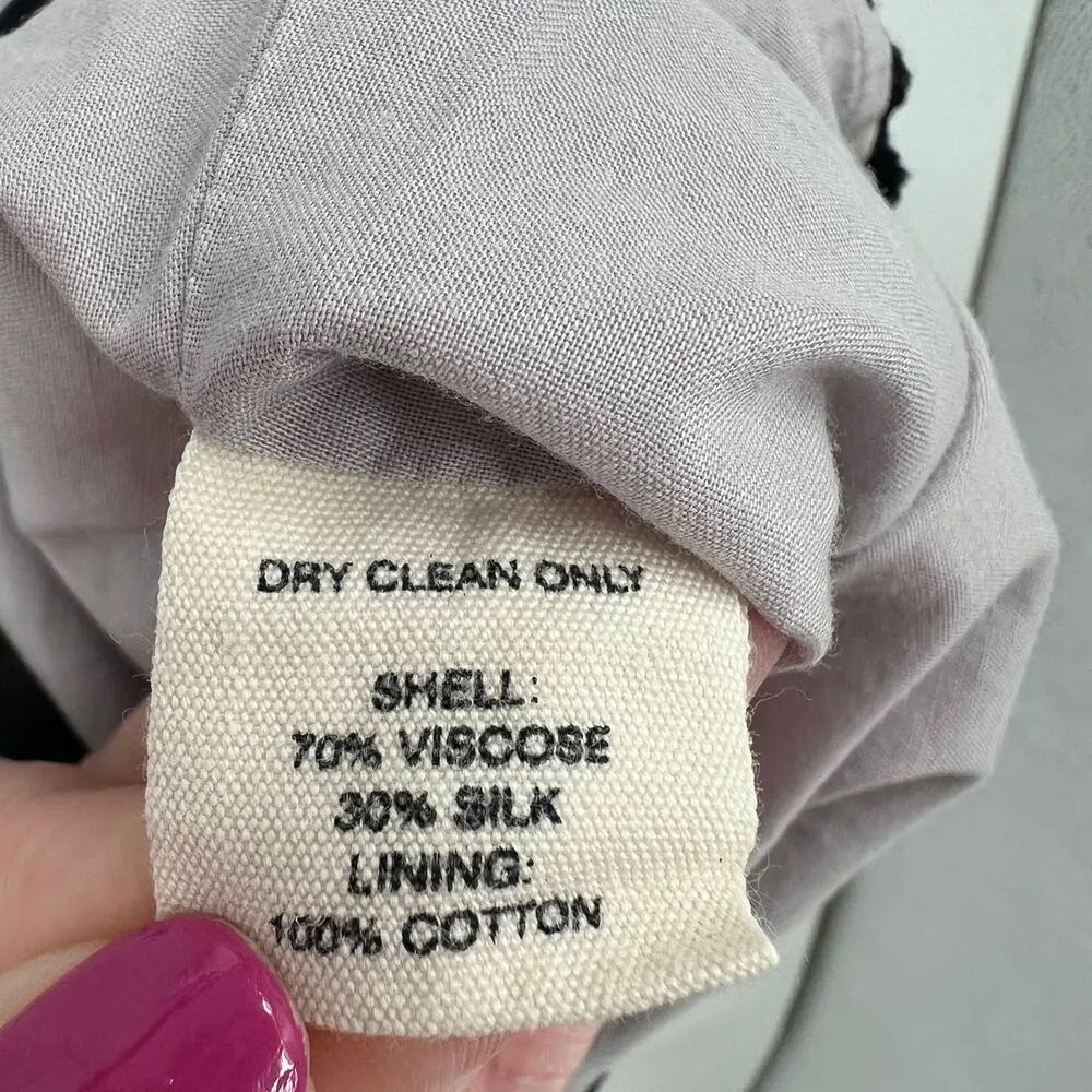 Anthropologie Floreat salt on sea shirt dress Gray Ruffle Embroider Silk medium - Image 8