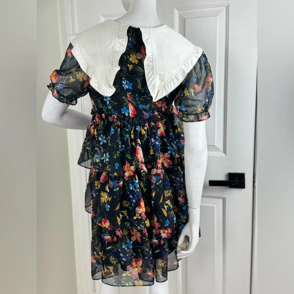 Unbranded Floral Blue Puff Sleeve Midi Dress Size Small. #30 Pink - Image 9