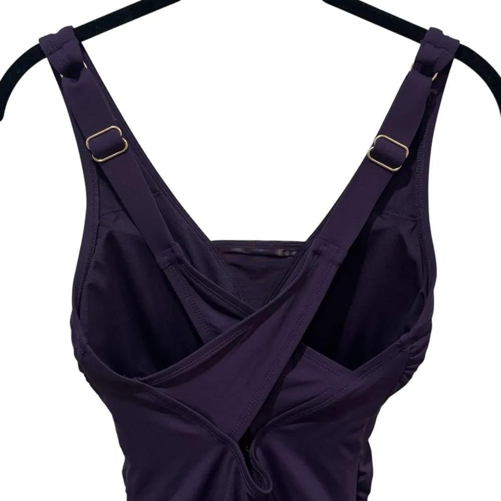 Land’s End Tummy Ruched UPF Crossback Swimsuit Coastal Resort Vacation Size S - Image 7