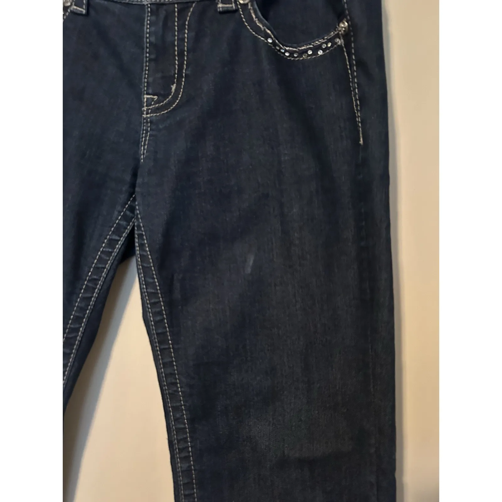 MISS ME JE5663EL RHINESTONE EMBROIDERED FLAP JEANS WOMENS SZ 31 - Image 10