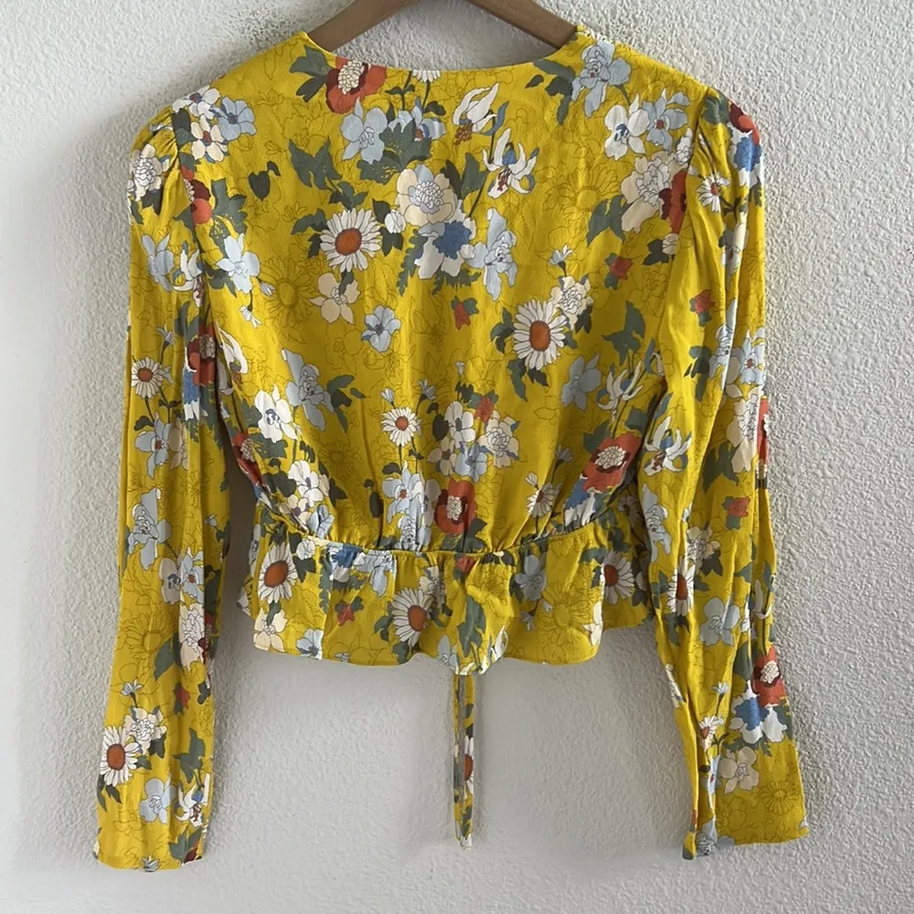 Aritzia Sunday Best Blouse Yellow Golden Floral Boho XS - Image 2