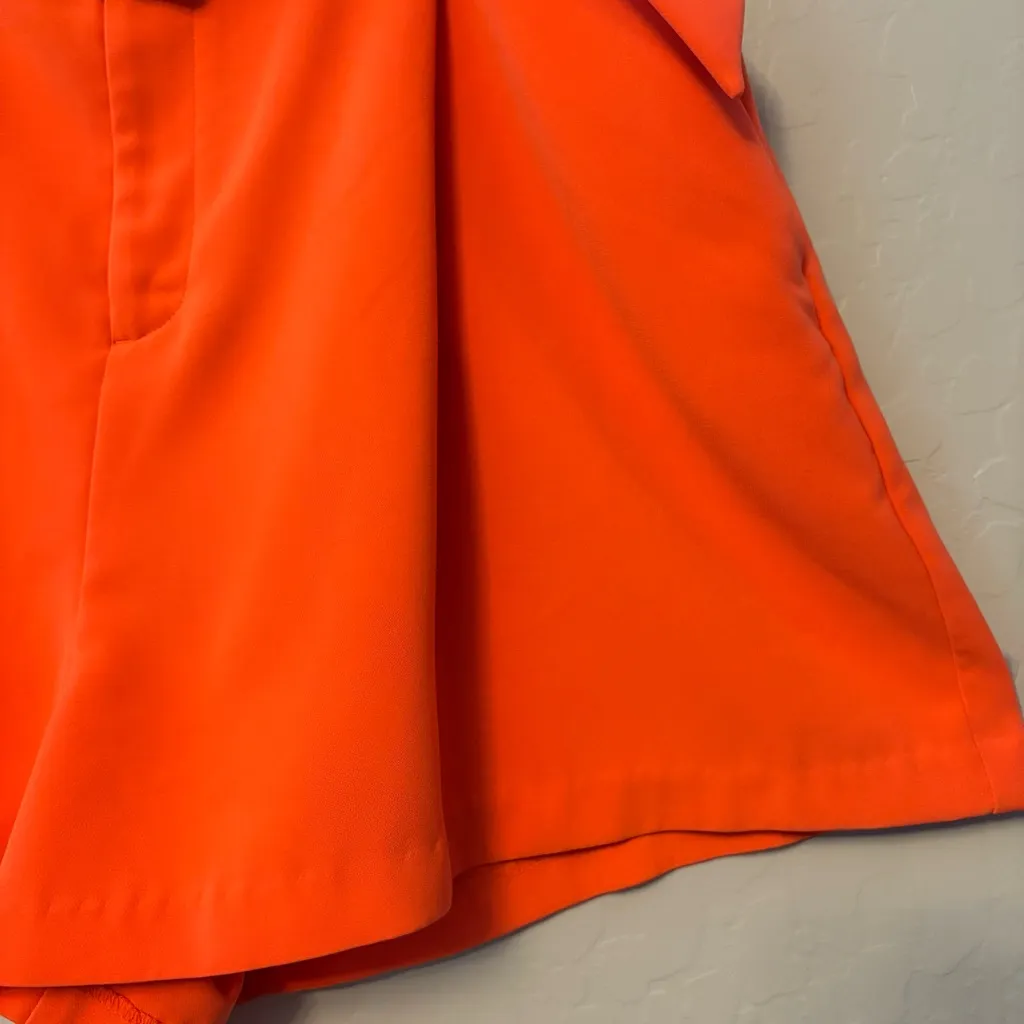 Nine West the paperbag waist belted shorts in fresh lava orange color size XL - Image 11