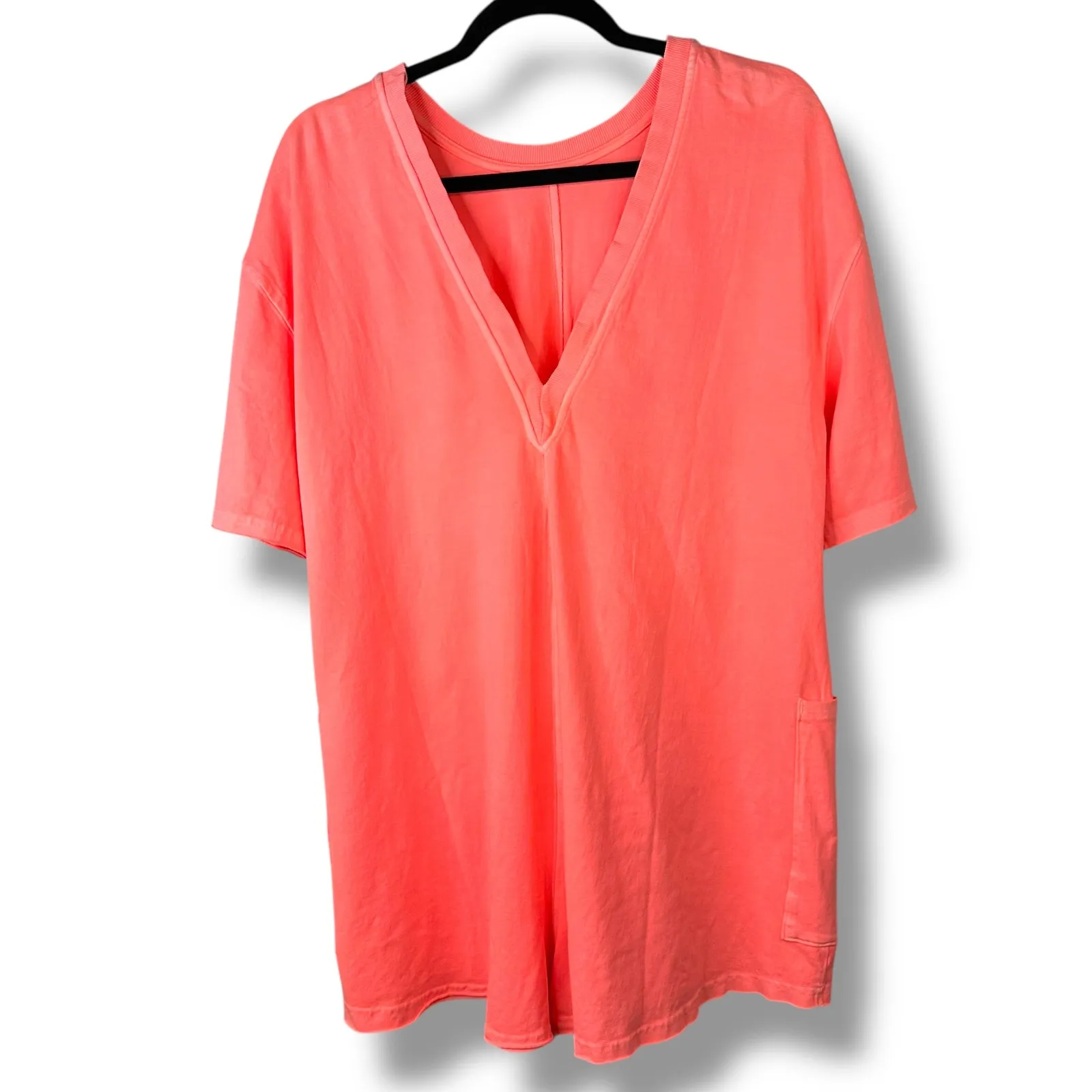 Free People Movement NWT Neon Coral Oversized Shapeless Hot Shot Tee Romper XS - Image 8