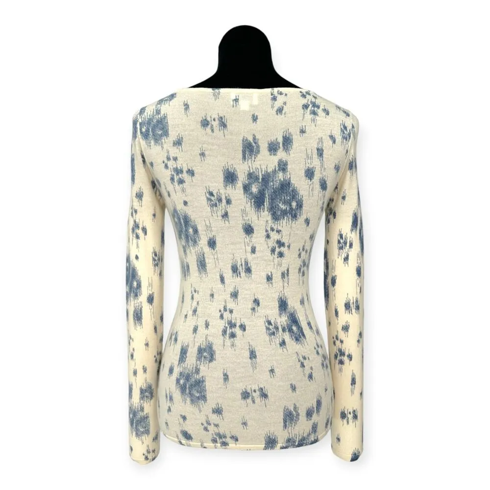 TSE | XS | 100% Cashmere Abstract Round Neck Long Sleeve Fitted Pullover Sweater - Image 6