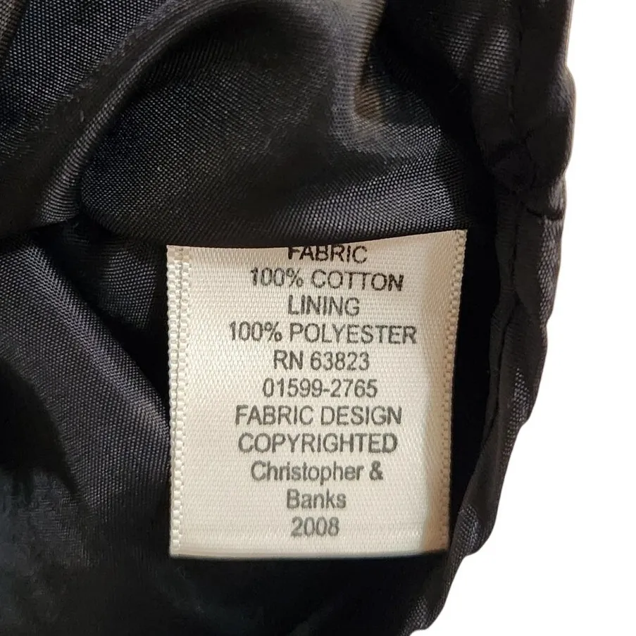 Vintage Christopher & Banks Black Geometric Knee Length A-Line Skirt Y2K Size 6 - Image 5