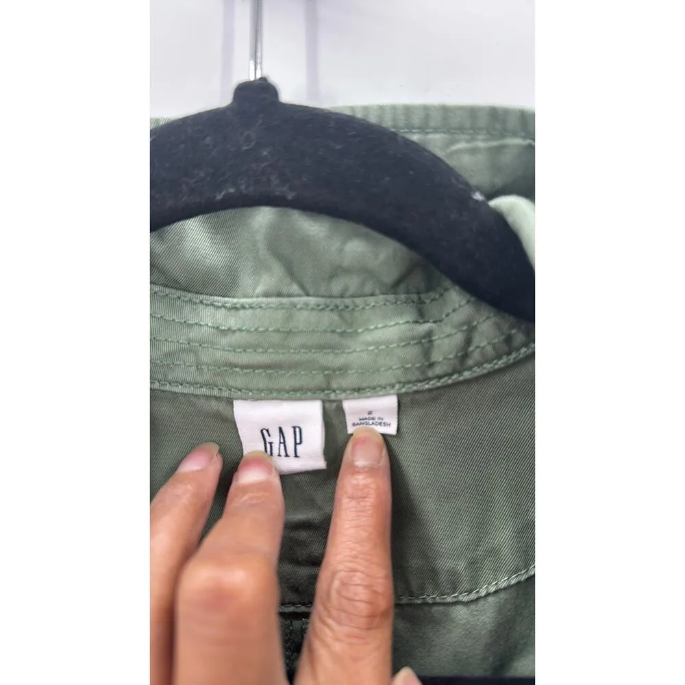 GAP olive green utility long sleeve jumpsuit size 2 preppy casual summer coastal - Image 6