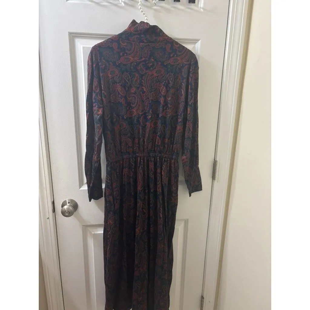 Lands End VTG Mockneck Long Sleeve Midi Dress Size 10 - Image 8