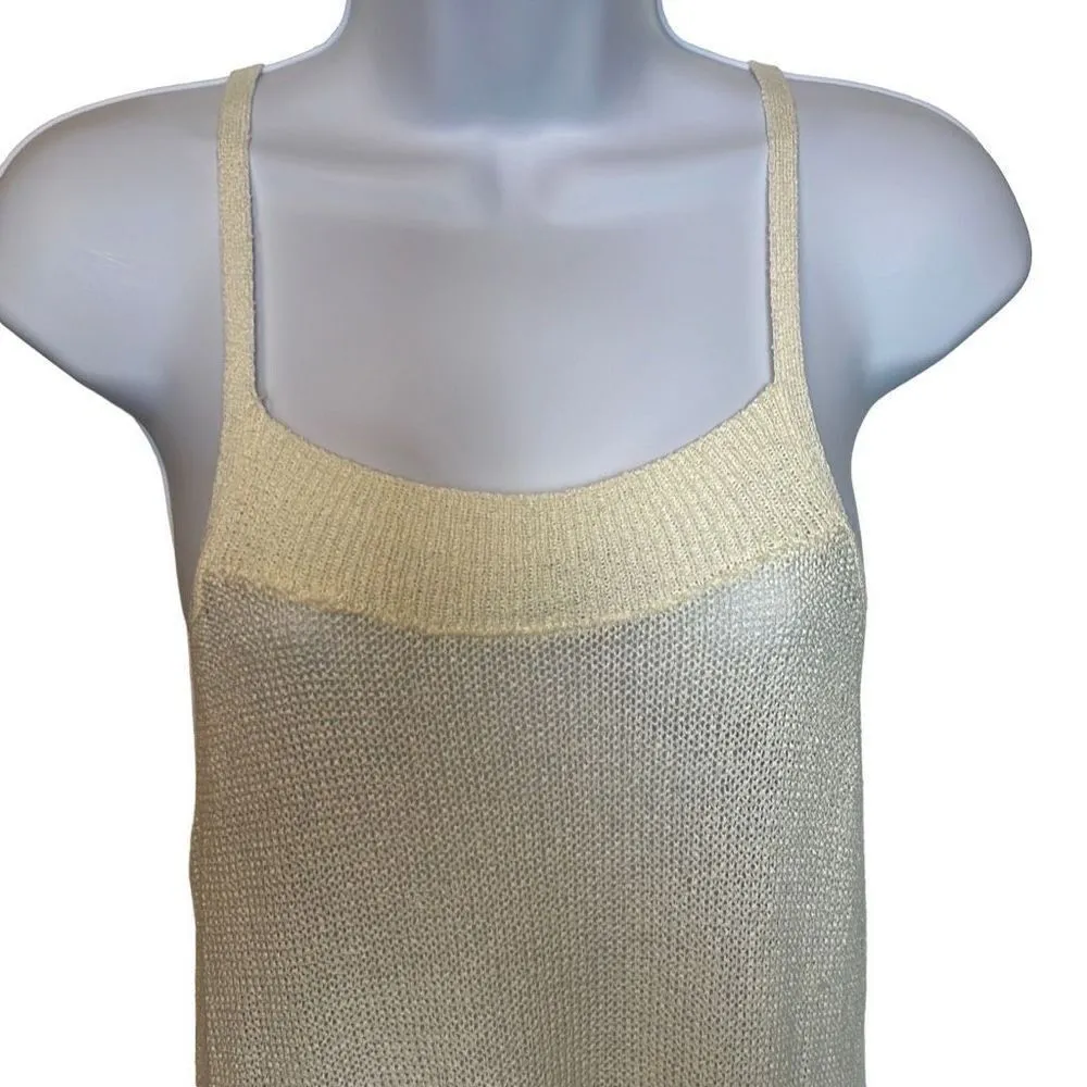 Rubbish EUC Cream Lightweight Knit Racerback Crochet Hem Tank Sz XS - Image 3