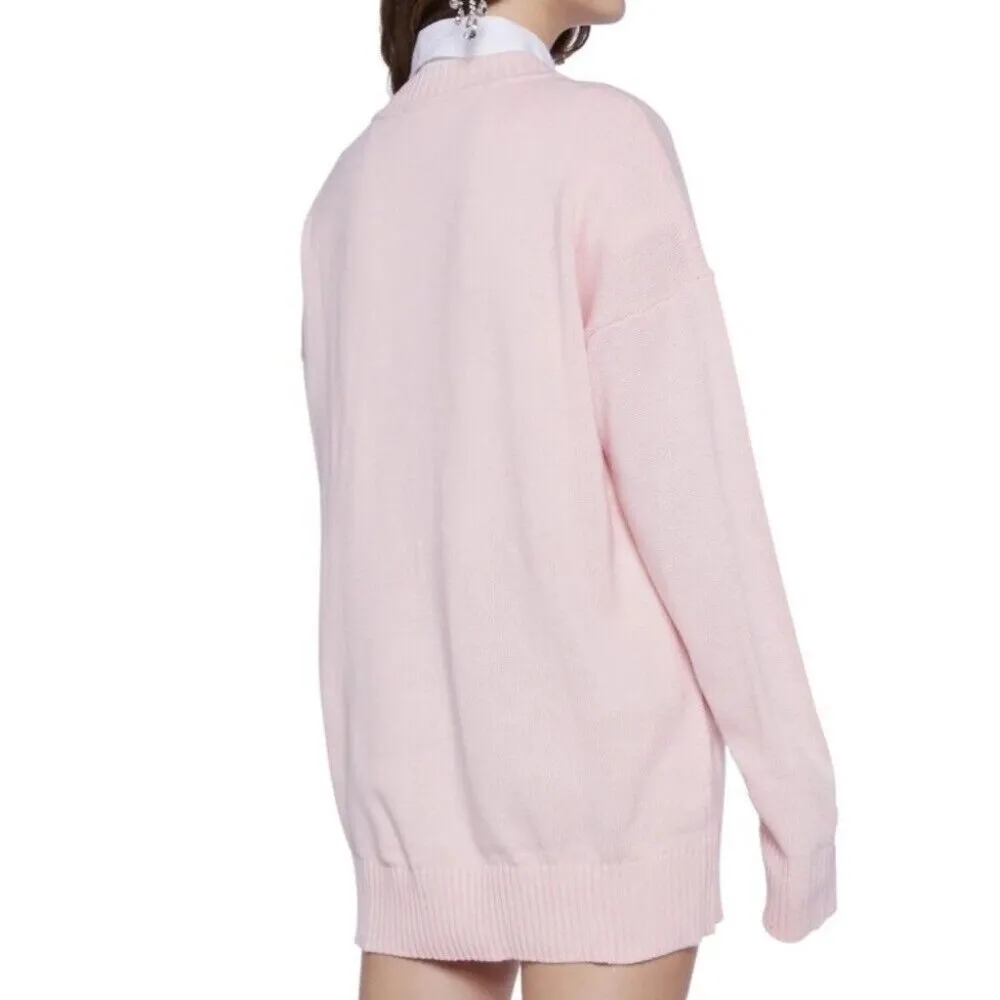 Dolls Kill Sugar Thrillz Family Fables Gingerbread m Oversized Sweater Pink XS/S - Image 4