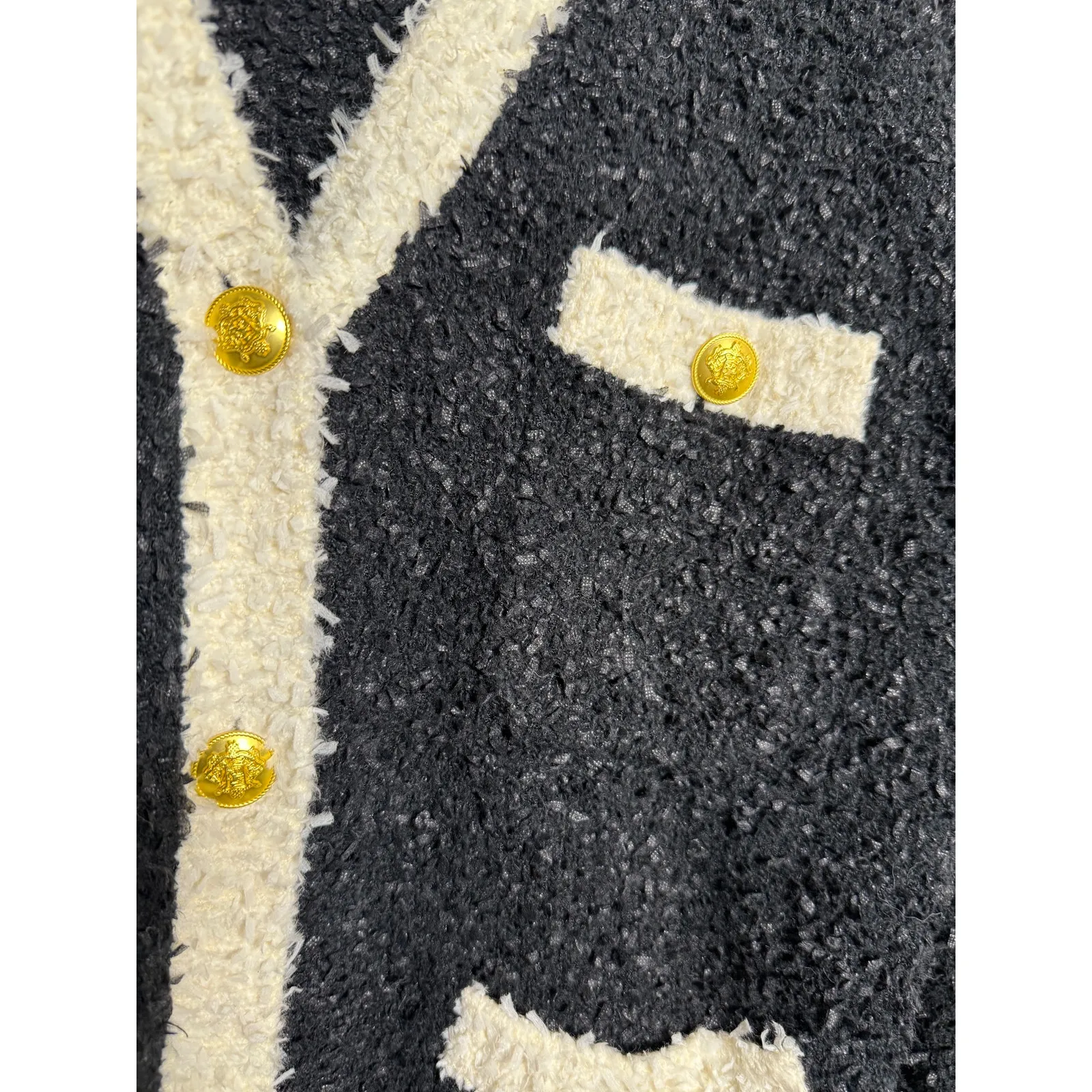 J.Crew Longer Sweater Lady Jacket Textured Contrast Yarn Cardigan Coatigan Sz M - Image 4