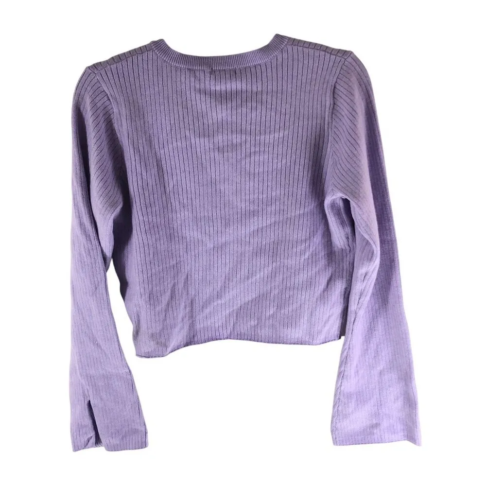 Wild Fable Womens Cardigan Sweater Bell Sleeve Ribbed Lavender Purple M - Image 2