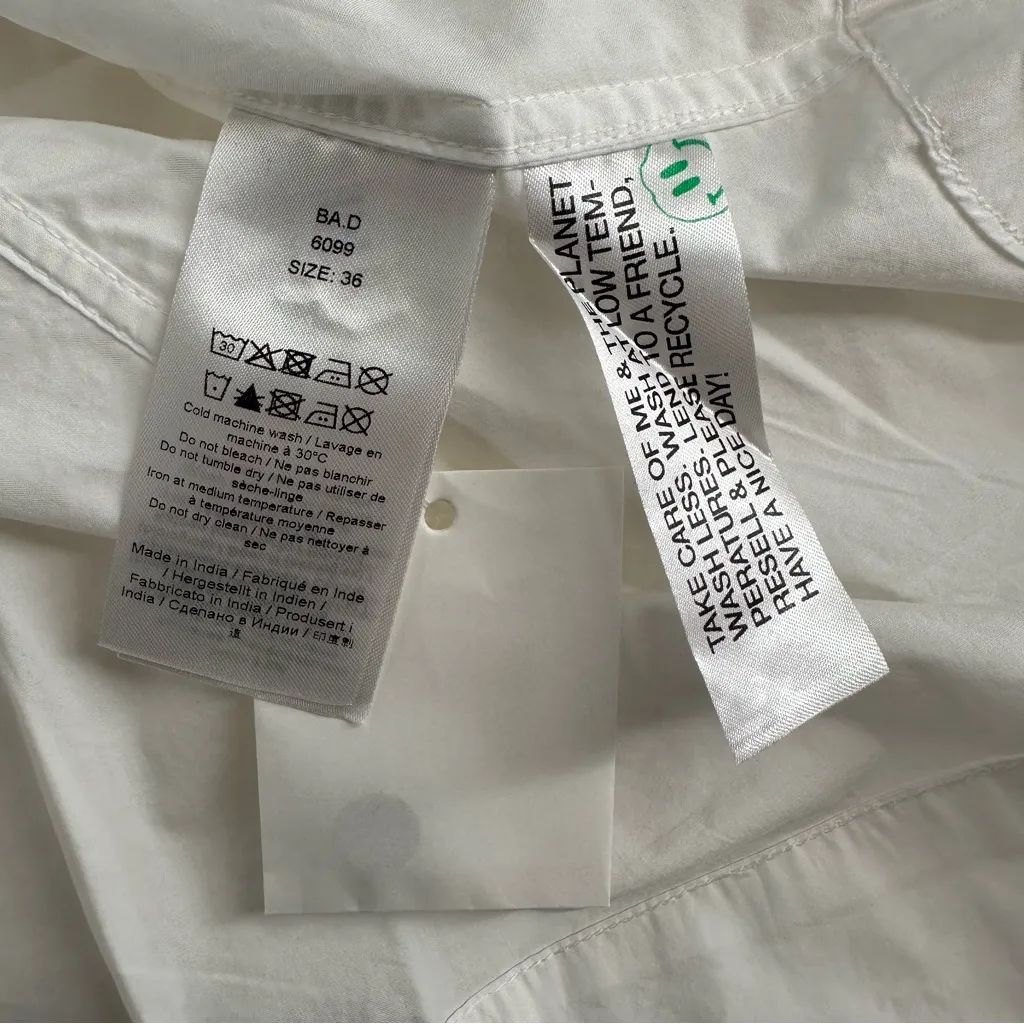 Ganni Wide Ruffle-Trimmed Collar Cotton Poplin Shirt size 36/US 4 Small NWT - Image 12