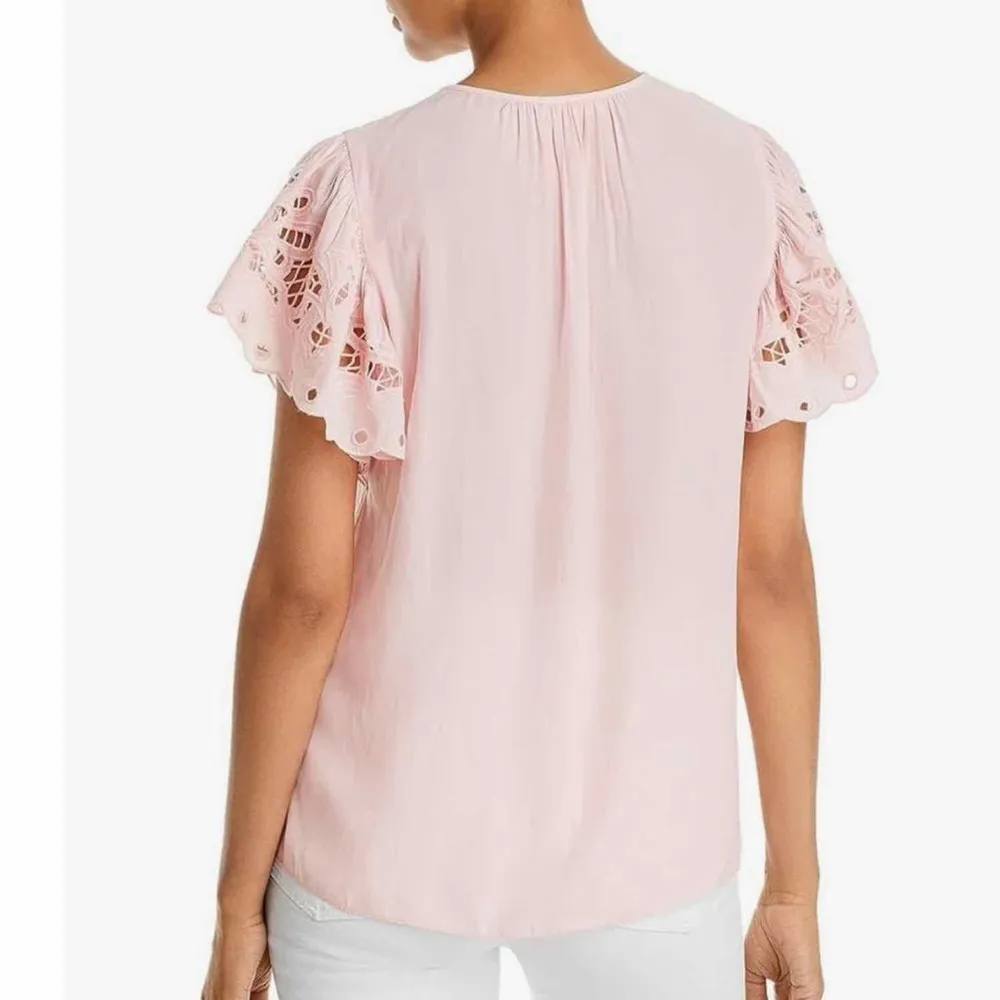Ramy Brook Rochelle Scalloped Eyelet Candy Pink 
Top Medium Casual Office Wear - Image 8