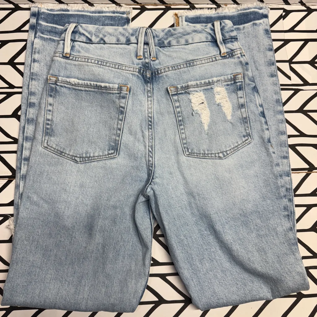 Good American Good Boy Ripped High Waist Side Slit Raw Hem Jeans in size 26/2 - Image 2