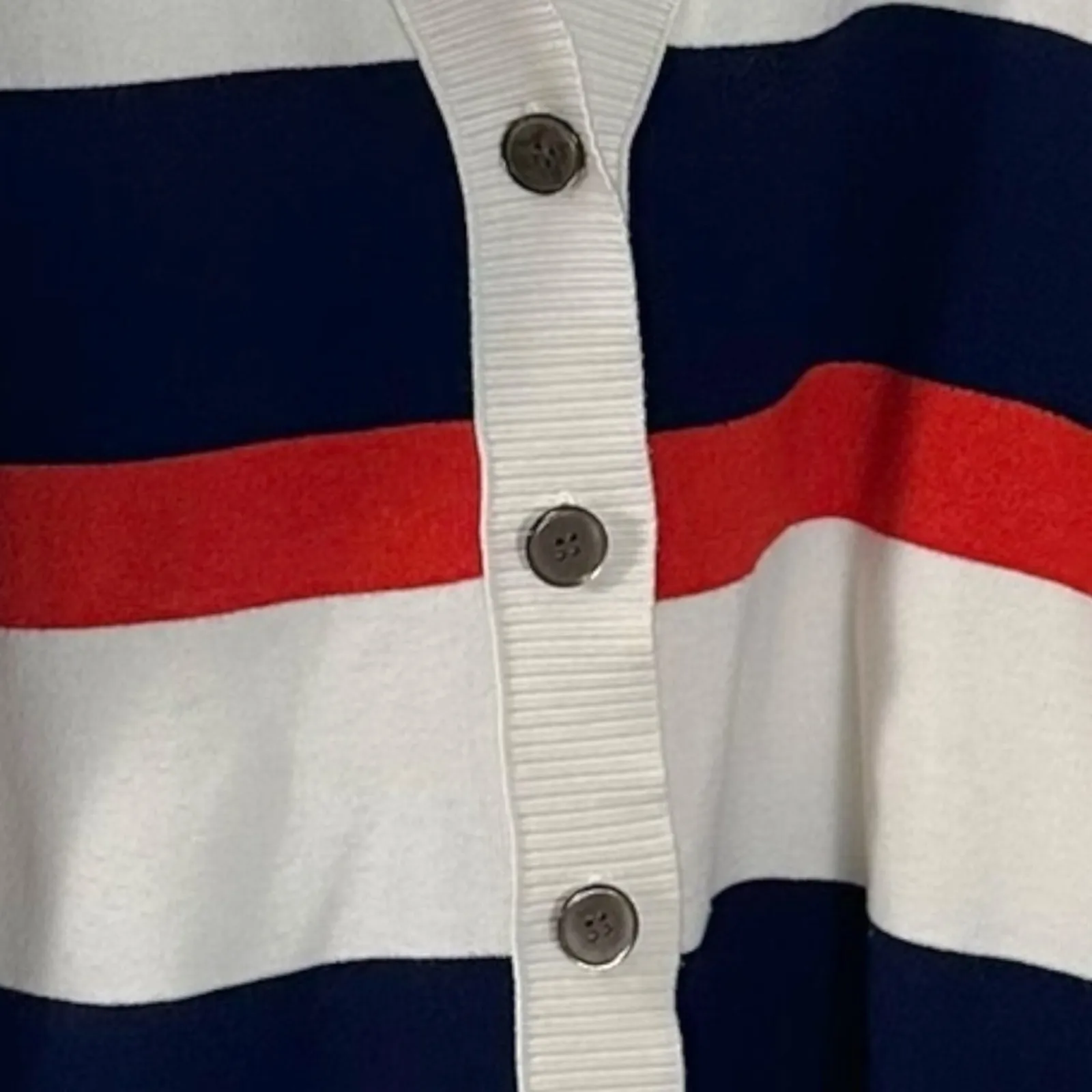 Free People League Of Her Own Cardigan Sweater Americana Stripes Preppy Medium - Image 12