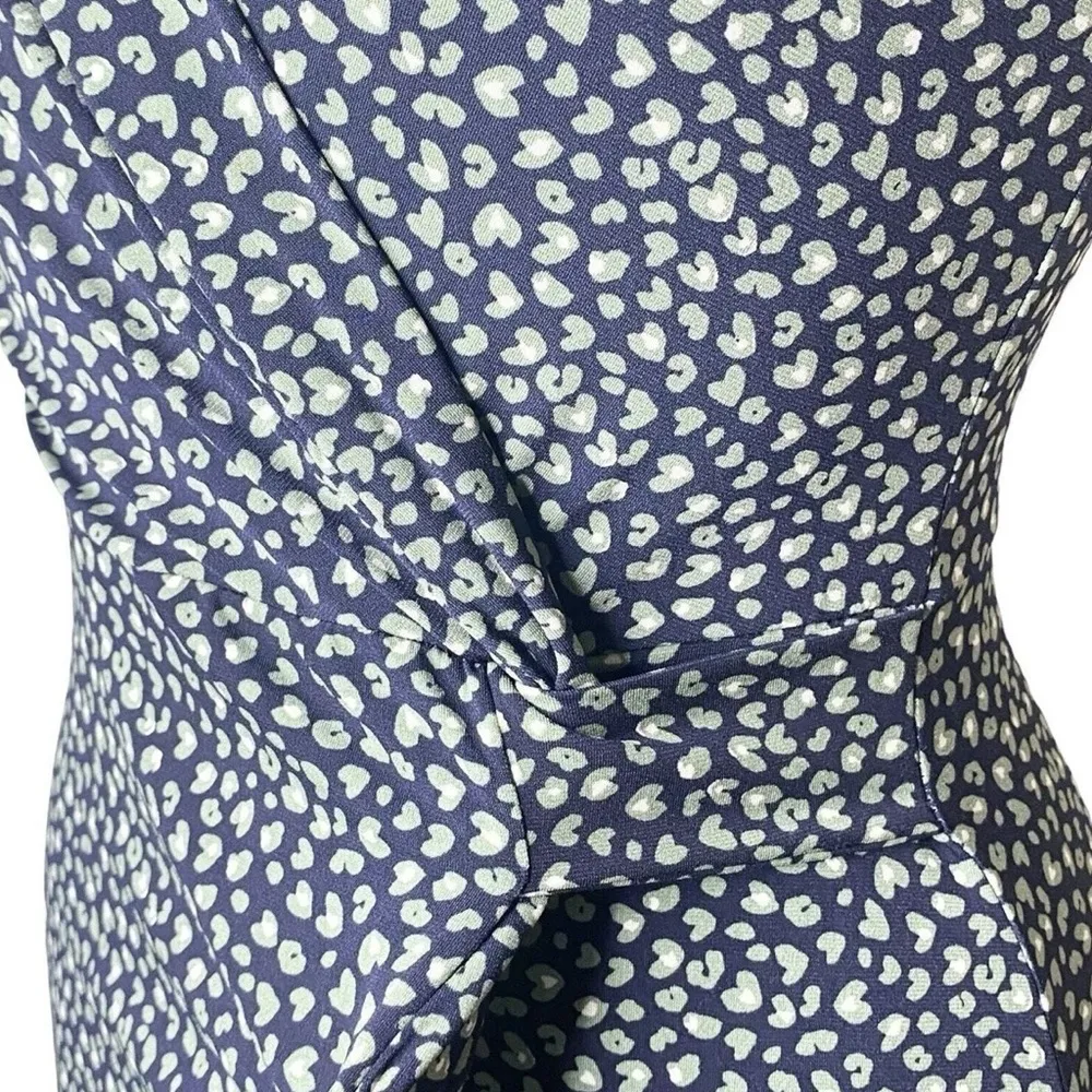 Kaileigh Navy & Green Abstract Print Sleeveless Midi Dress - Size Medium - Image 4