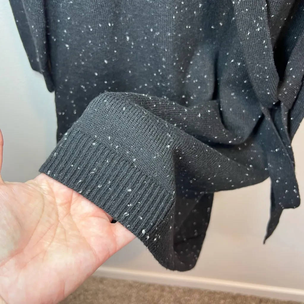 Talbots Womens Tweed Side Tie Sweater Dress Black Knit Long Sleeve Stretch Small - Image 9