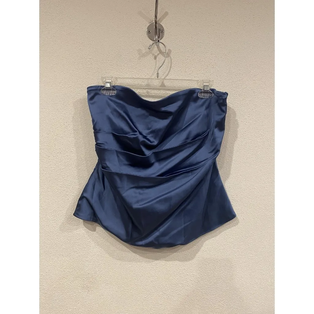 Abercrombie & Fitch Top Womens Large Navy Satin Strapless Cowl Neck Corset Tube - Image 2
