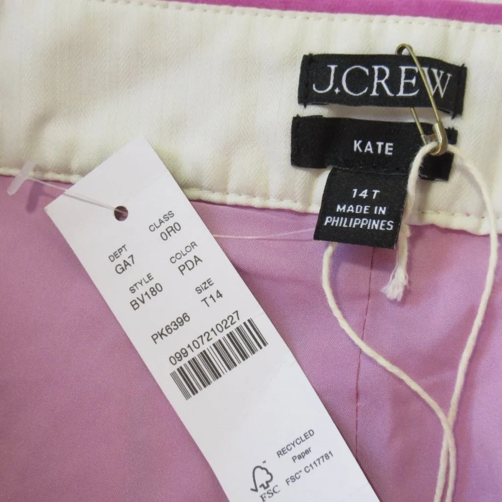 NWT J.Crew Kate Straight-leg Pant in Pressed Dahlia Stretch Velvet Trouser 14T - Image 3