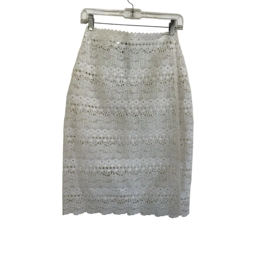 ERMANNO SCERVINO White Skirt Lace Pencil Wrap Lined Zipper Sz 40 NWT $1,655 - Image 5