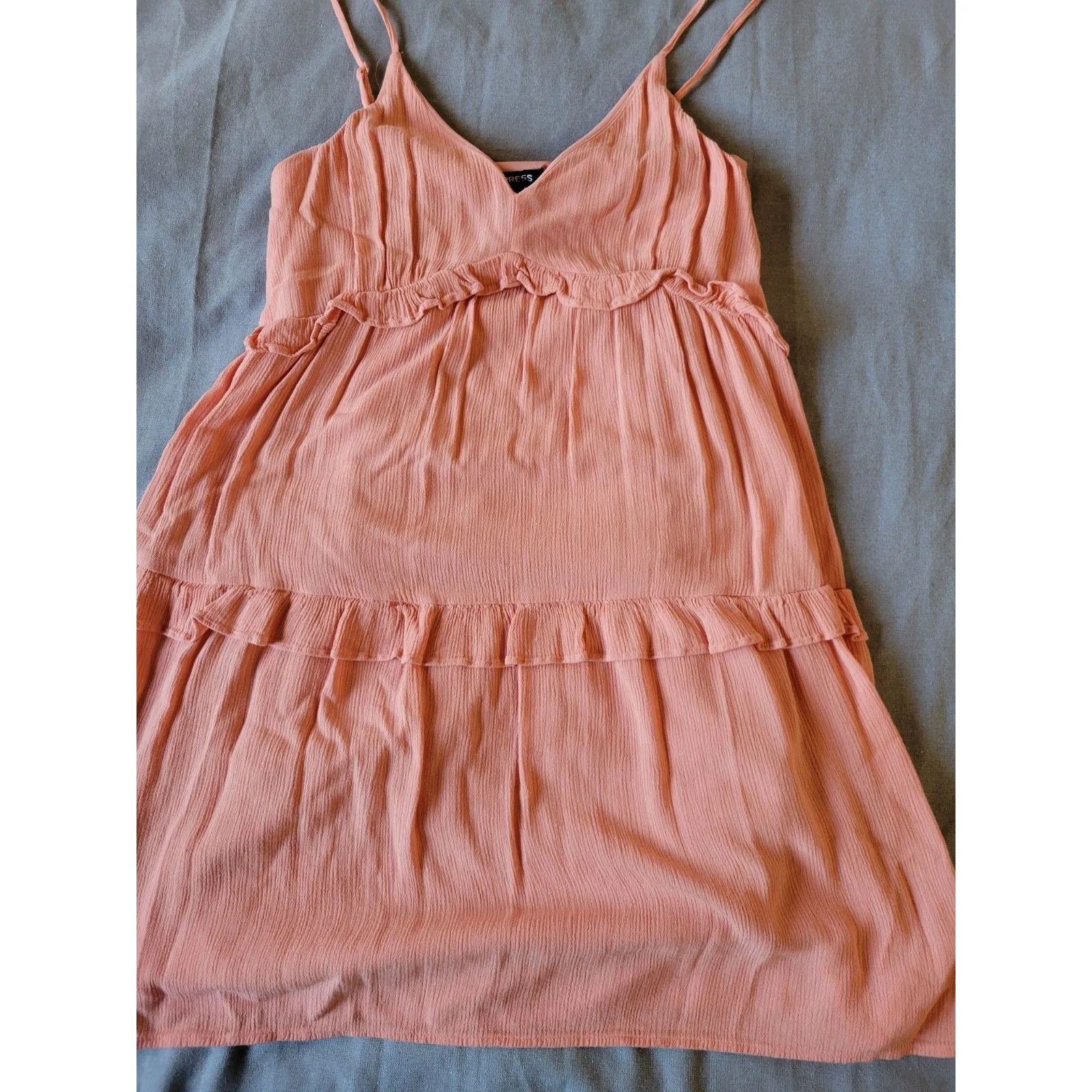 NEW Express Tiered Ruffle Sleeveless Sun Dress - Peach Paisley - Size XS - Image 8