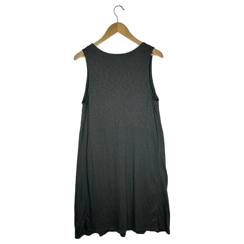 J Jill Shirt Dress Womens M Tall Henley V Neck Burnout Sleeveless Beachy Green - Image 2
