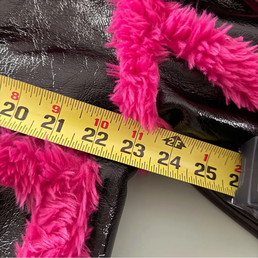 Nasty Gal Pink Black Faux Fur Vinyl Jacket Sz 4 NWOT Barbiecore Y2K - Image 10