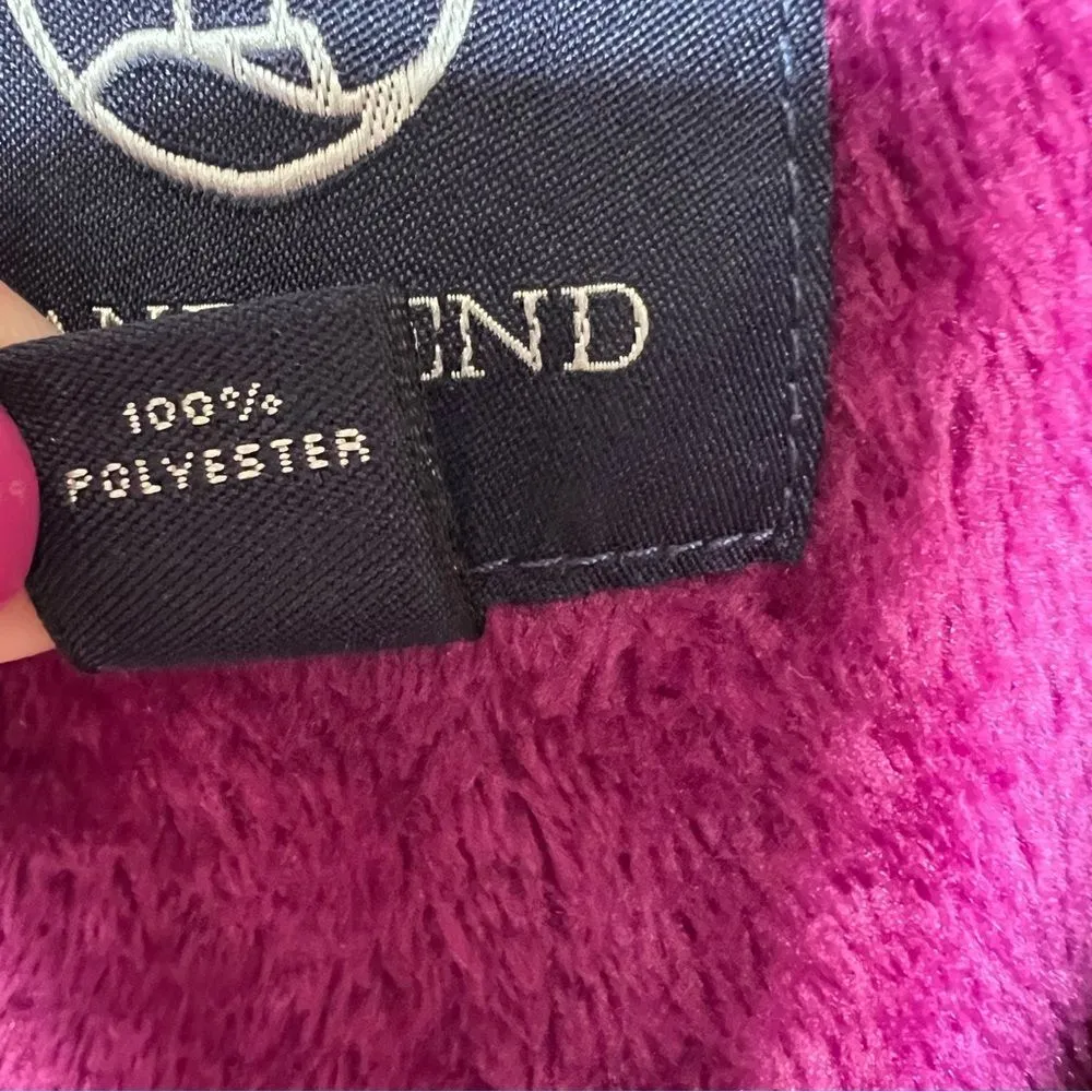 Lands End Warm & Cozy Long Velour Plush Robe XL Burgundy Maroon - Image 4