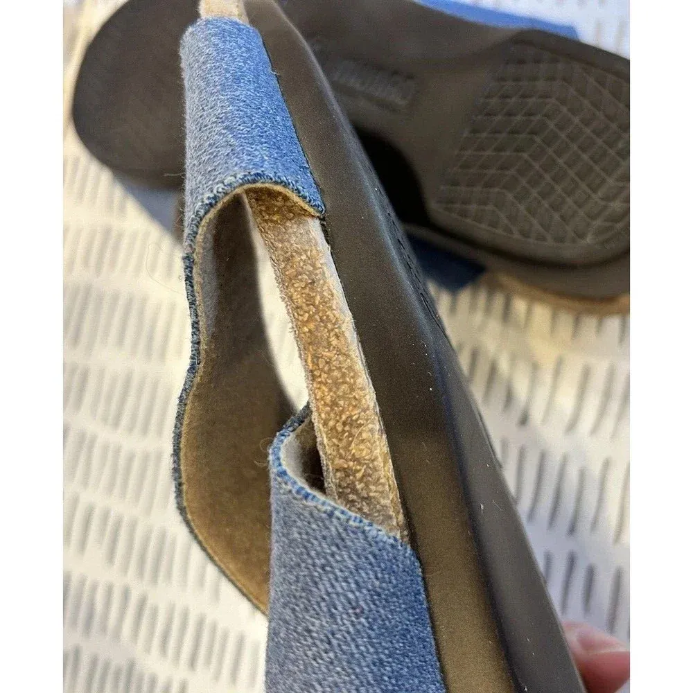 Munro‎ Extra Light Walking Wedge Blue Denim Cork Cross Slip On Flats Sz 10 - Image 8