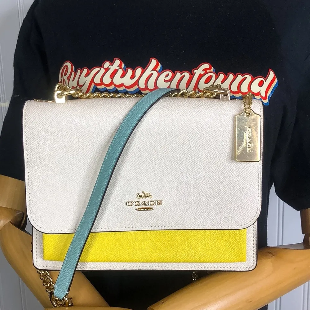 Leather Single Flap Crossbody Shoulder Bag Rainbow Leather Side Inset NWOT - Image 2