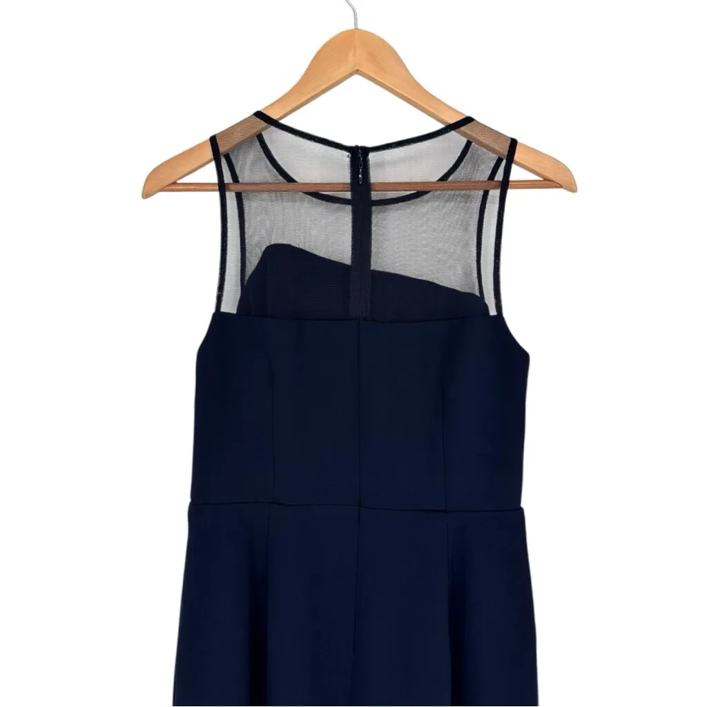 Adrianna Papell Draped Crepe Illusion Dress size 4 in Midnight Navy Sleeveless - Image 7