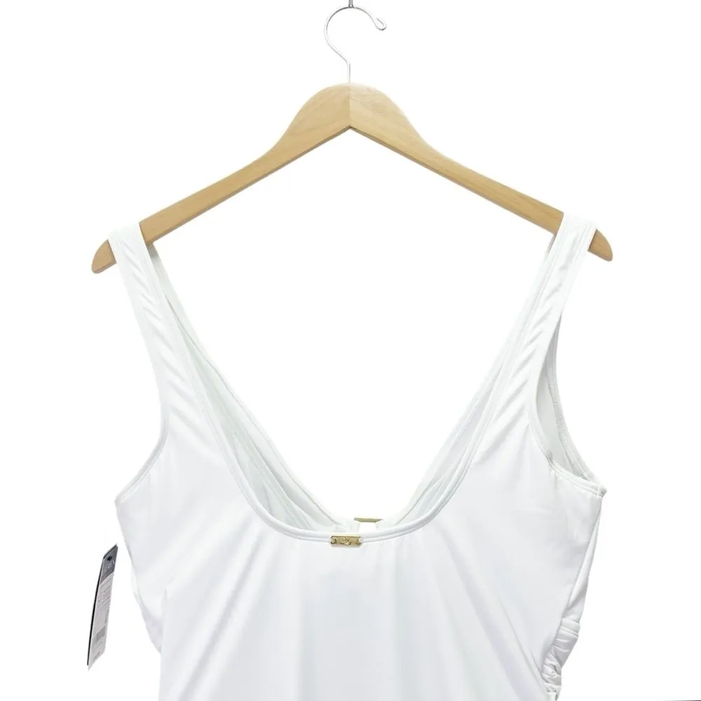 NWT Lauren Ralph Lauren White One Piece Swimsuit Size 16 Shirred Tummy Control - Image 7
