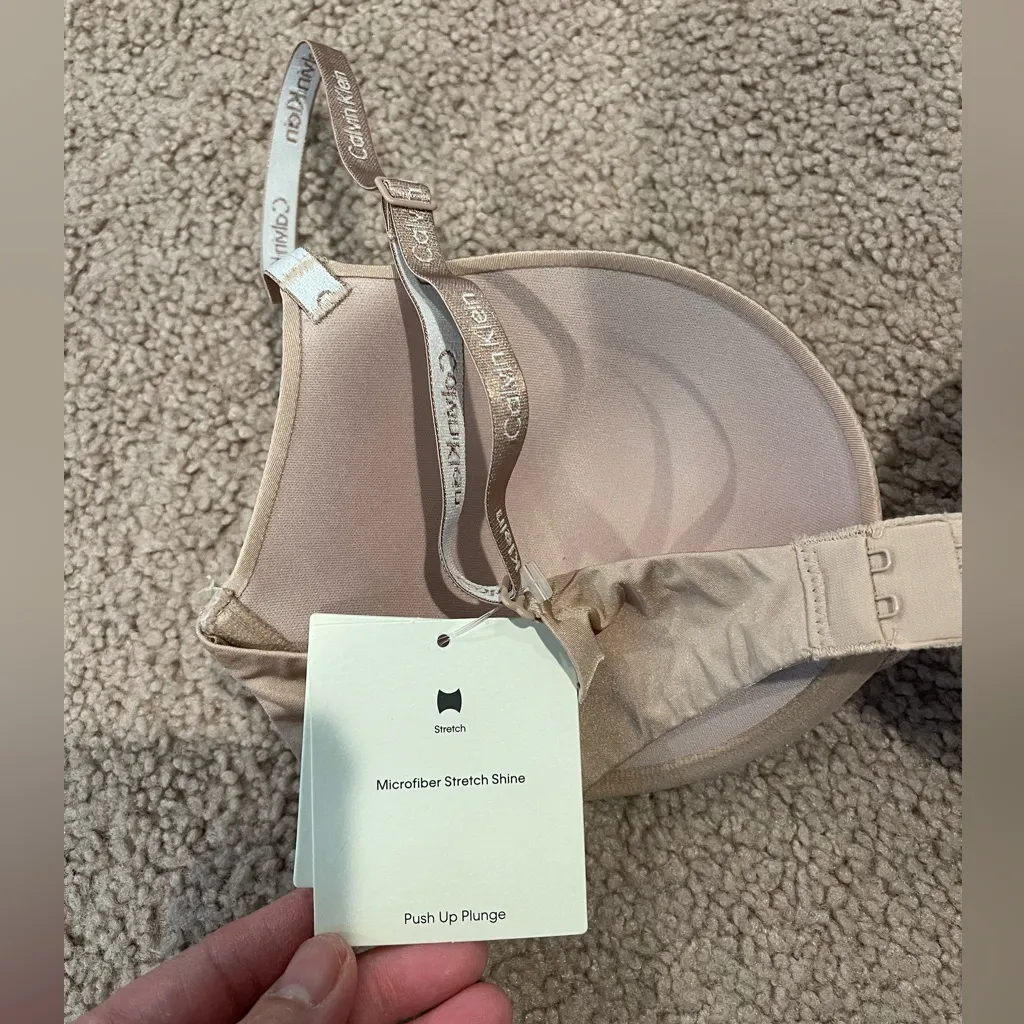 CALVIN KLEIN Push Up Plunge Microfiber Stretch Shine 34C - Image 5