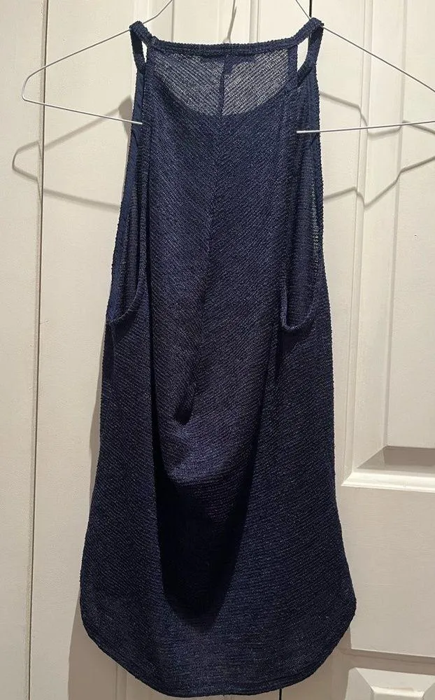 7 For All Mankind | Knit Draped Top XS Navy Blue - Image 2