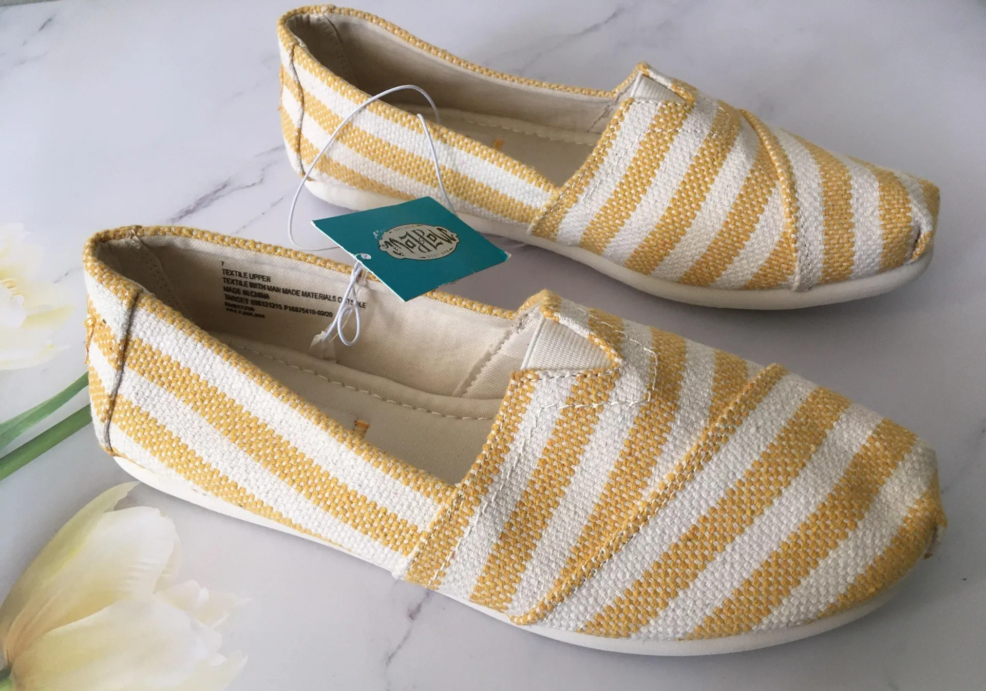 Yellow Canvas Flats, Size 7 - Image 2