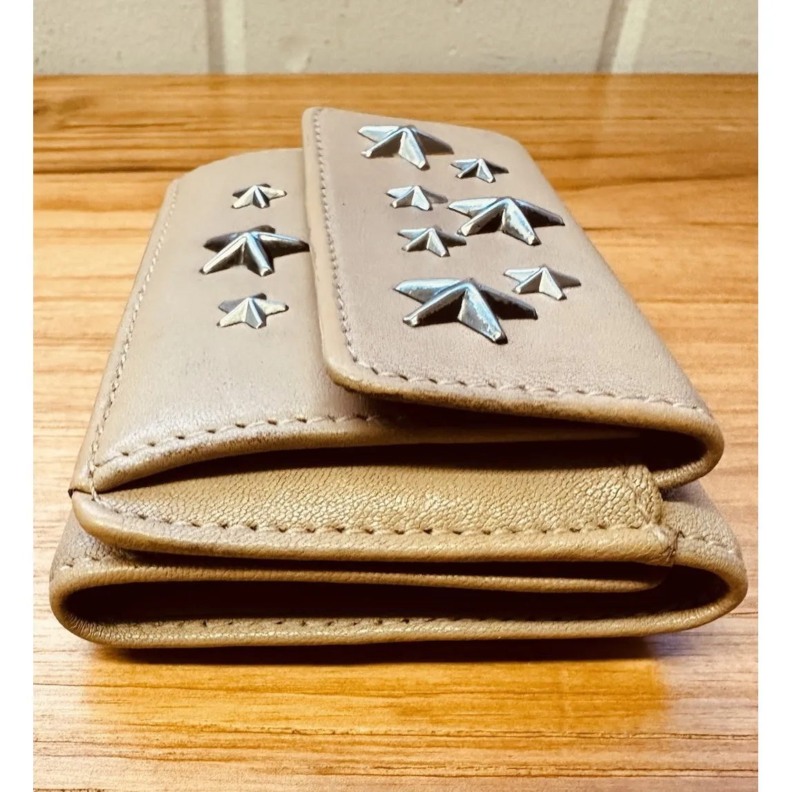Jimmy Choo‎ Nemo Trifold Wallet With Coin Purse Stars Studs Leather Small Wallet - Image 16