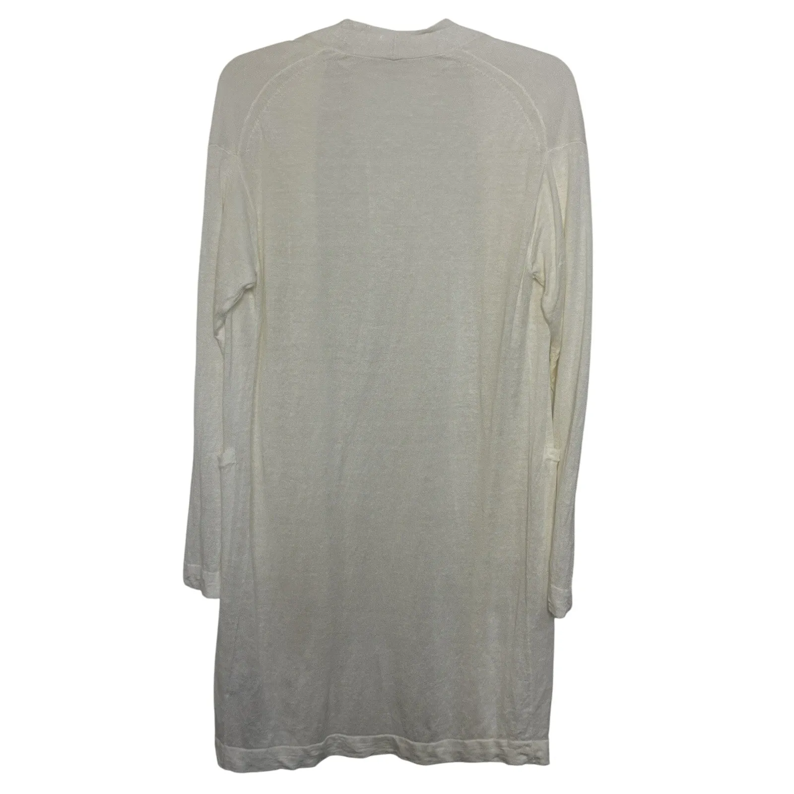 Uni Qlo Linen Blend Cream Open Front Duster Long Line Cardigan Size Small Bridal - Image 2