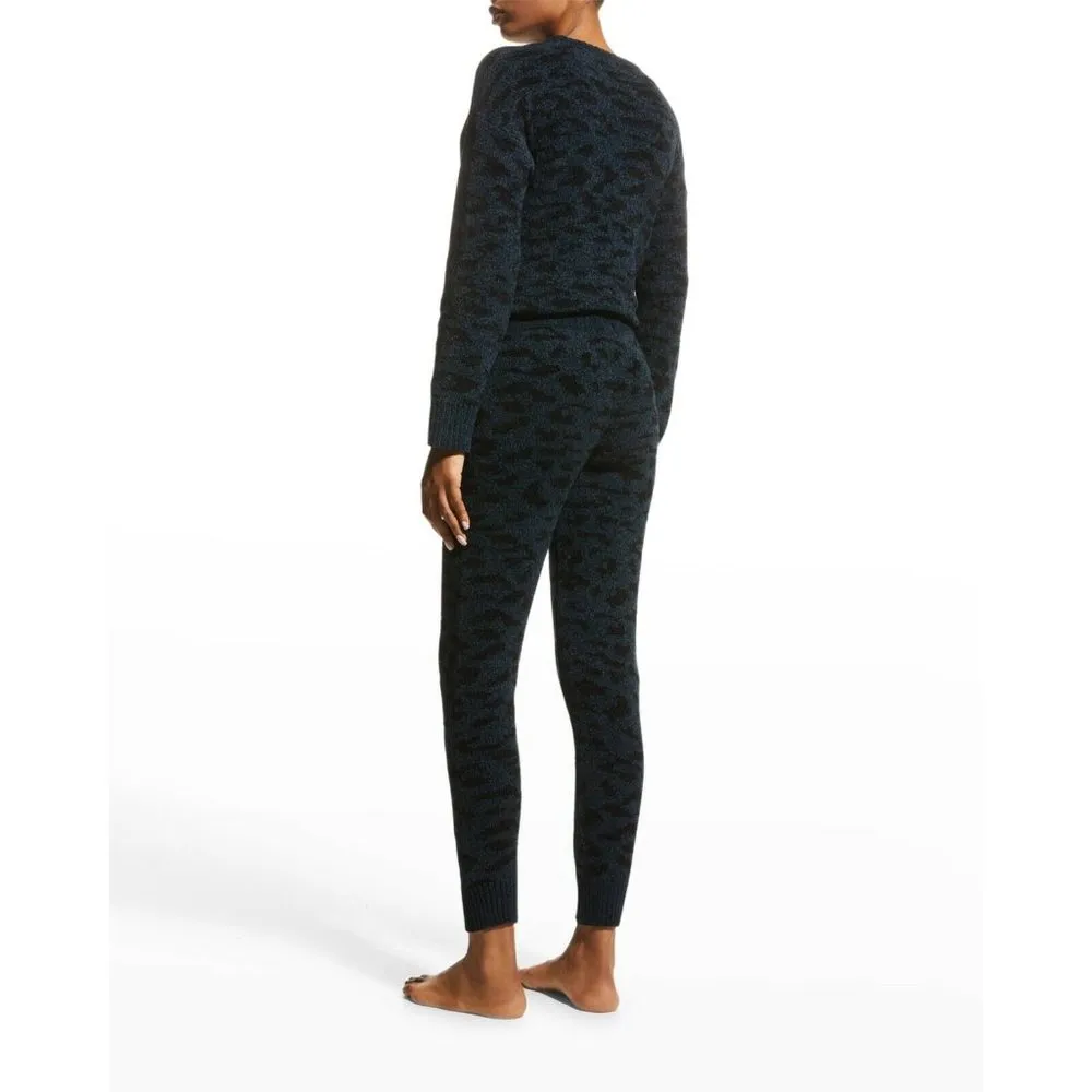 PJ Salvage Royal Socialite Navy Leopard Sweater Pants Jogger Fuzzy Soft Pajama M - Image 2