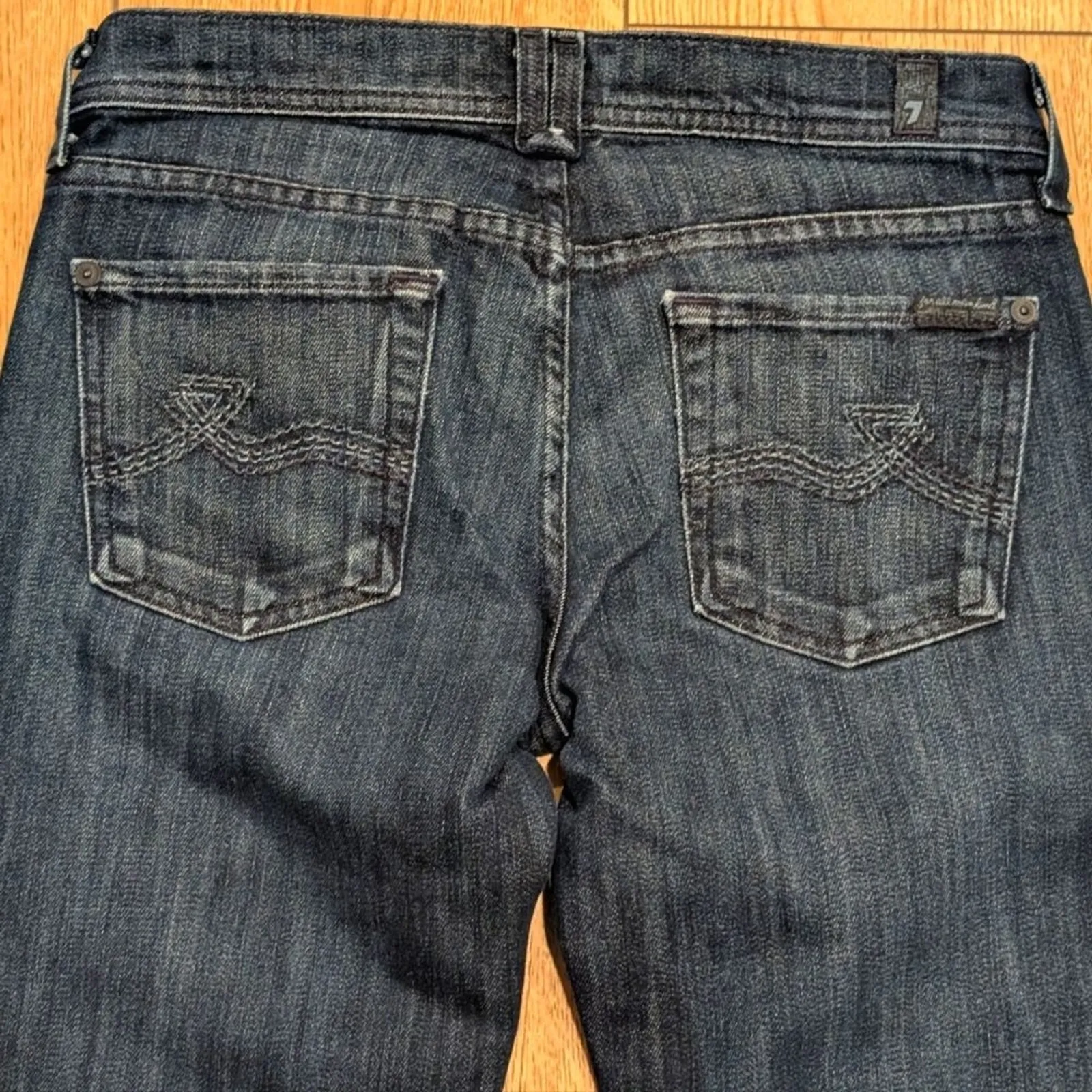 7 For All Mankind 26 Rocker Slim Boot Leg Bootcut‎ Jeans Dark Faded Wash Sretch - Image 5