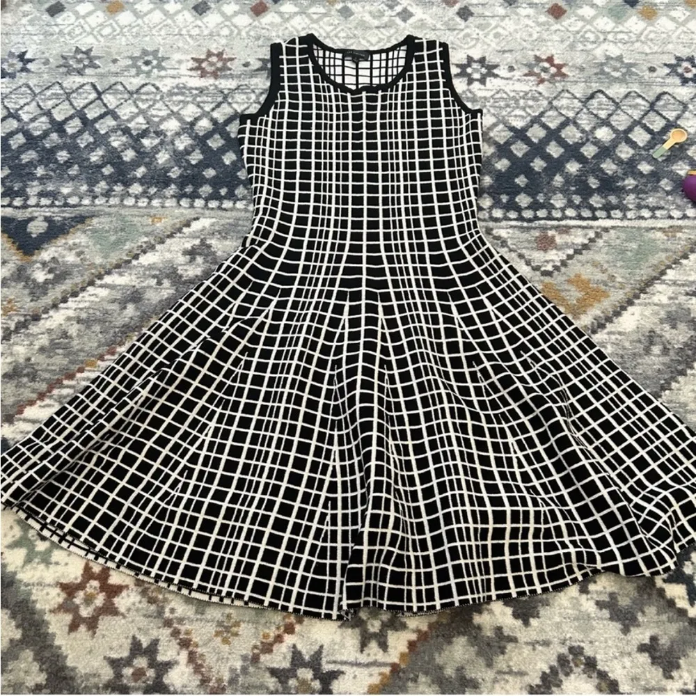 The Limited Checkered Windowpane Sweater Dress Drop Waist Stretch Knit Office - Image 8