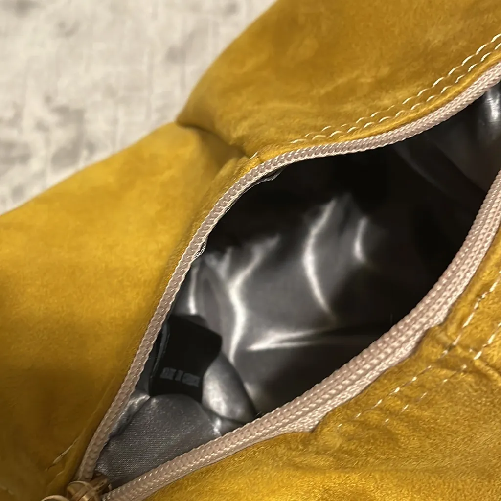 Elena Athanasiou Bracelet Velour Mustard Yellow Handbag
Made in Greece - Image 8