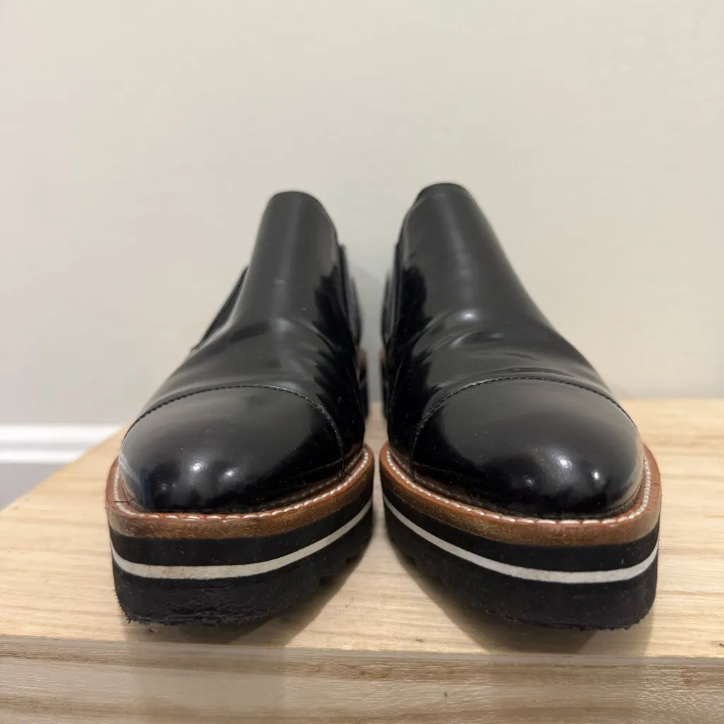 Vince Alona Black Patent Leather Slip On Oxford Loafer Dress Shoes 9 - Image 7