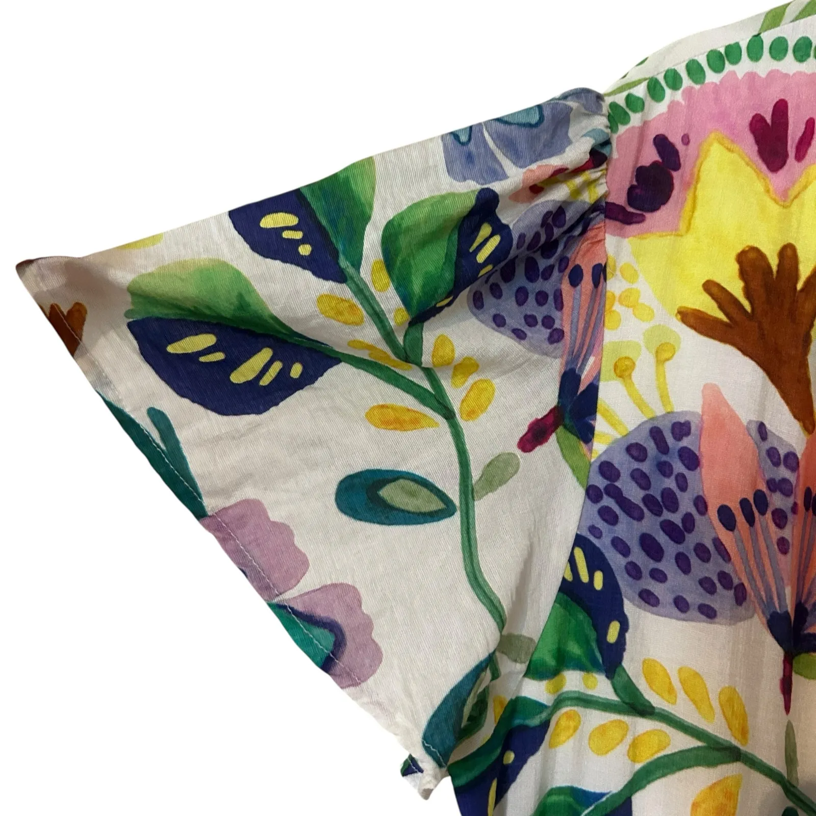 Hayden Los Angeles Maxi Dress Watercolor Floral Lined 1XL Tiered Tassel Boho White Size 1X - Image 5