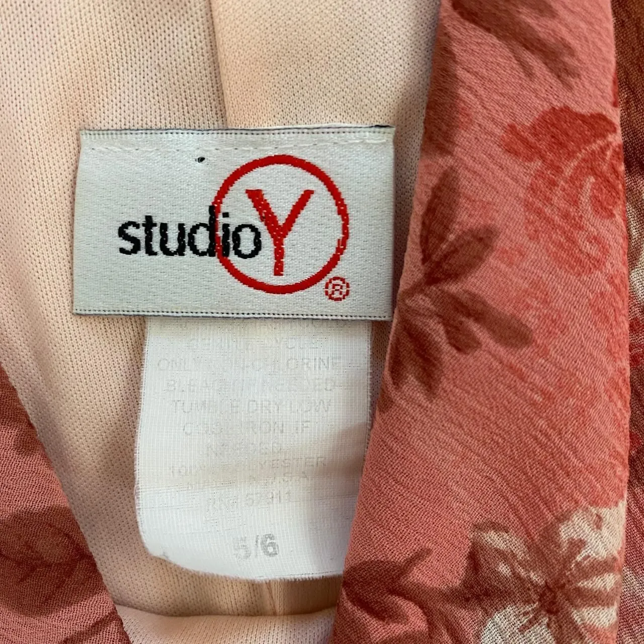 Orange Pink Garden Fairy Cottage Core Cowl Neck Flower Midi Dress USA Made S - Image 7