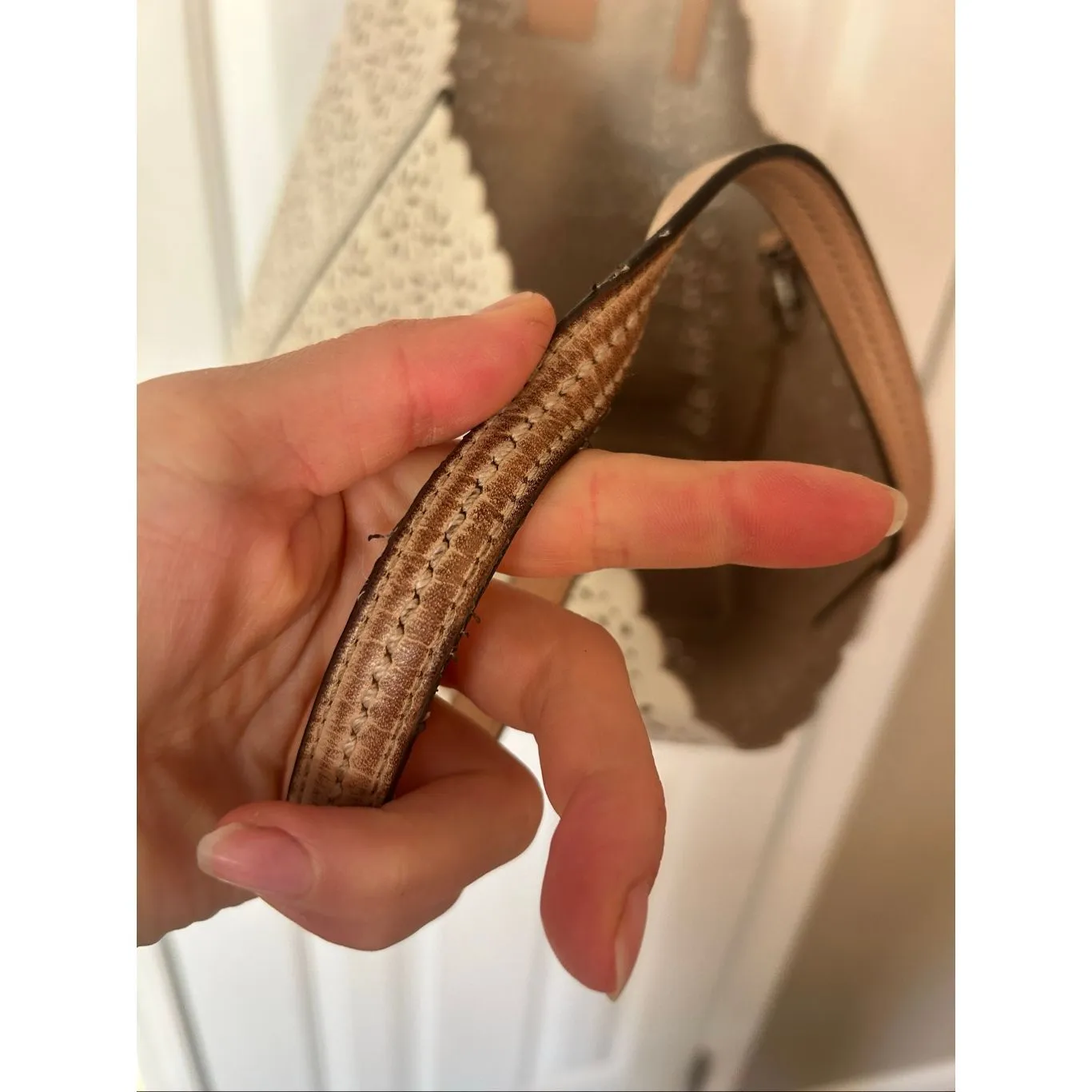 Coach white Perforated Market Tote With Scalloped Edges tote work tote - Image 5