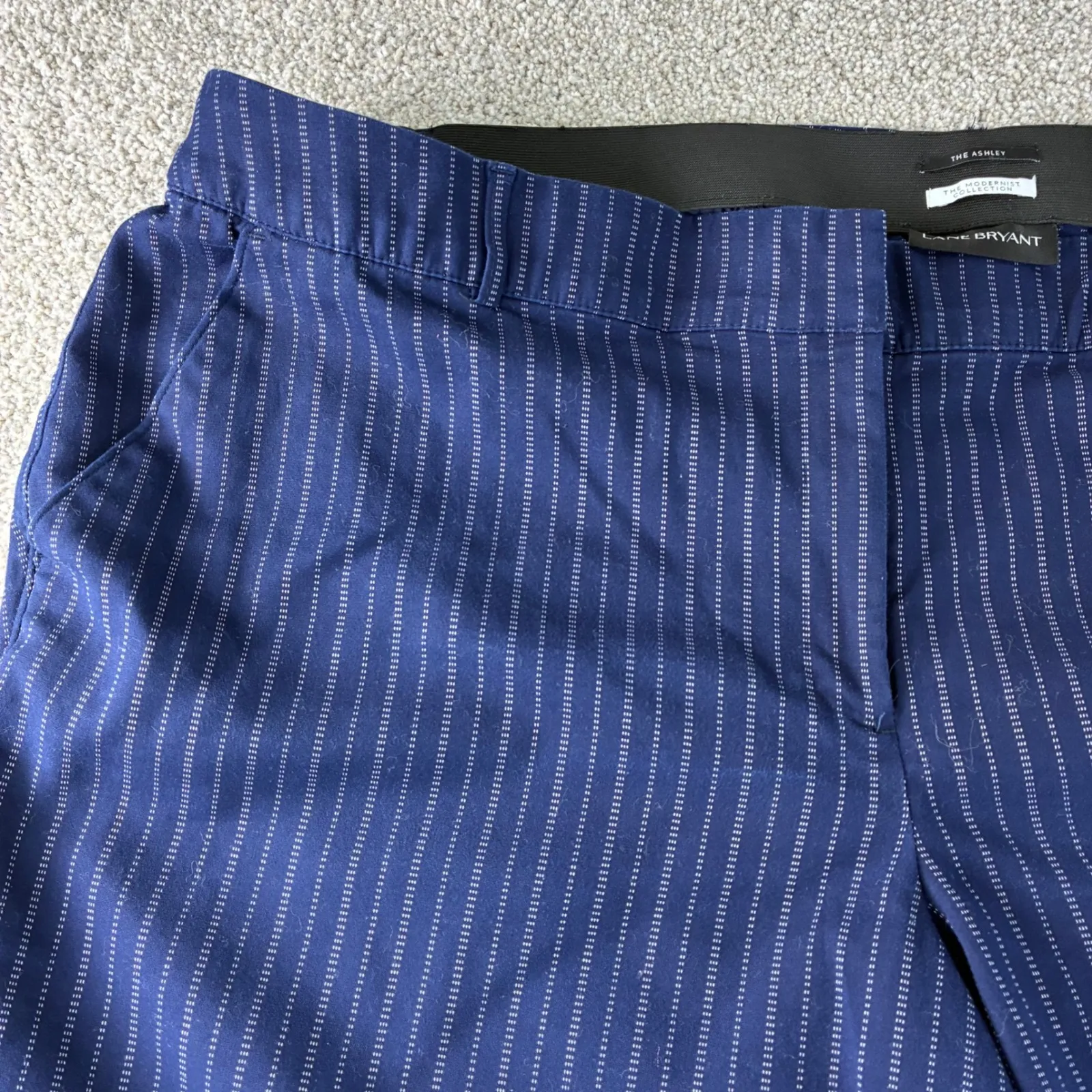 Lane‎ Bryant The Ashley Modernist Collection Blue Pinstripe Crop Pants Size 28 - Image 9