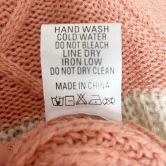 Promesa Sweater Peaches & Cream Lattice Shaker Knit Pullover Size S/M Cottage - Image 9