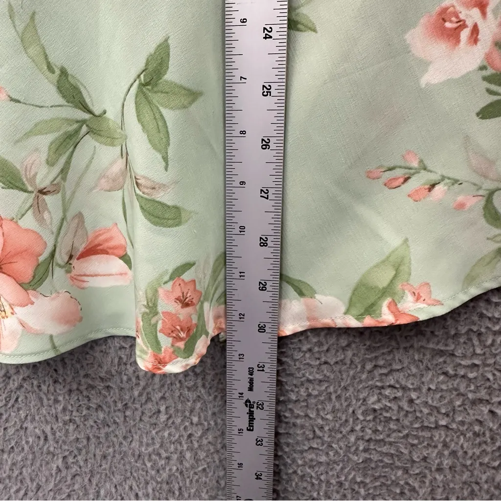 Vtg Y2K Alfred Dunner Midi Skirt Floral‎ Fairy Boho Cottage Retro Chiffon Wmn 12 Green - Image 6